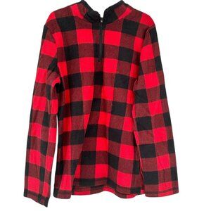 Jumping Beans Pullover Boys Size 8 Red Black Buffalo Plaid Half-zip Fleece LS